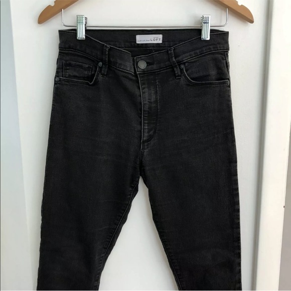 LOFT modern high waist skinny ankle jeans black - Picture 2 of 7